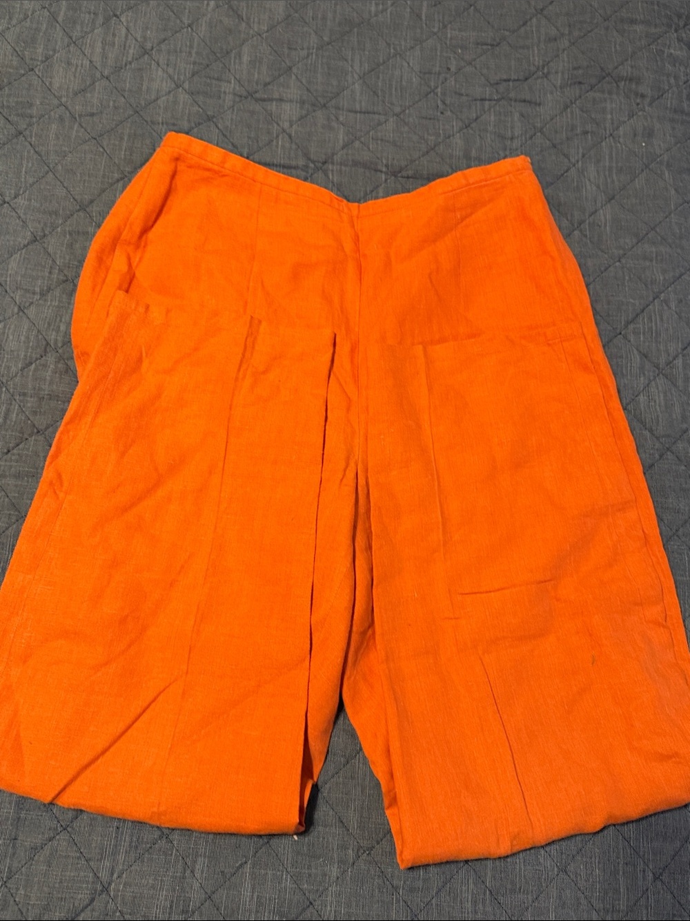 Men's Bright Orange Flat-Front Casual Shorts